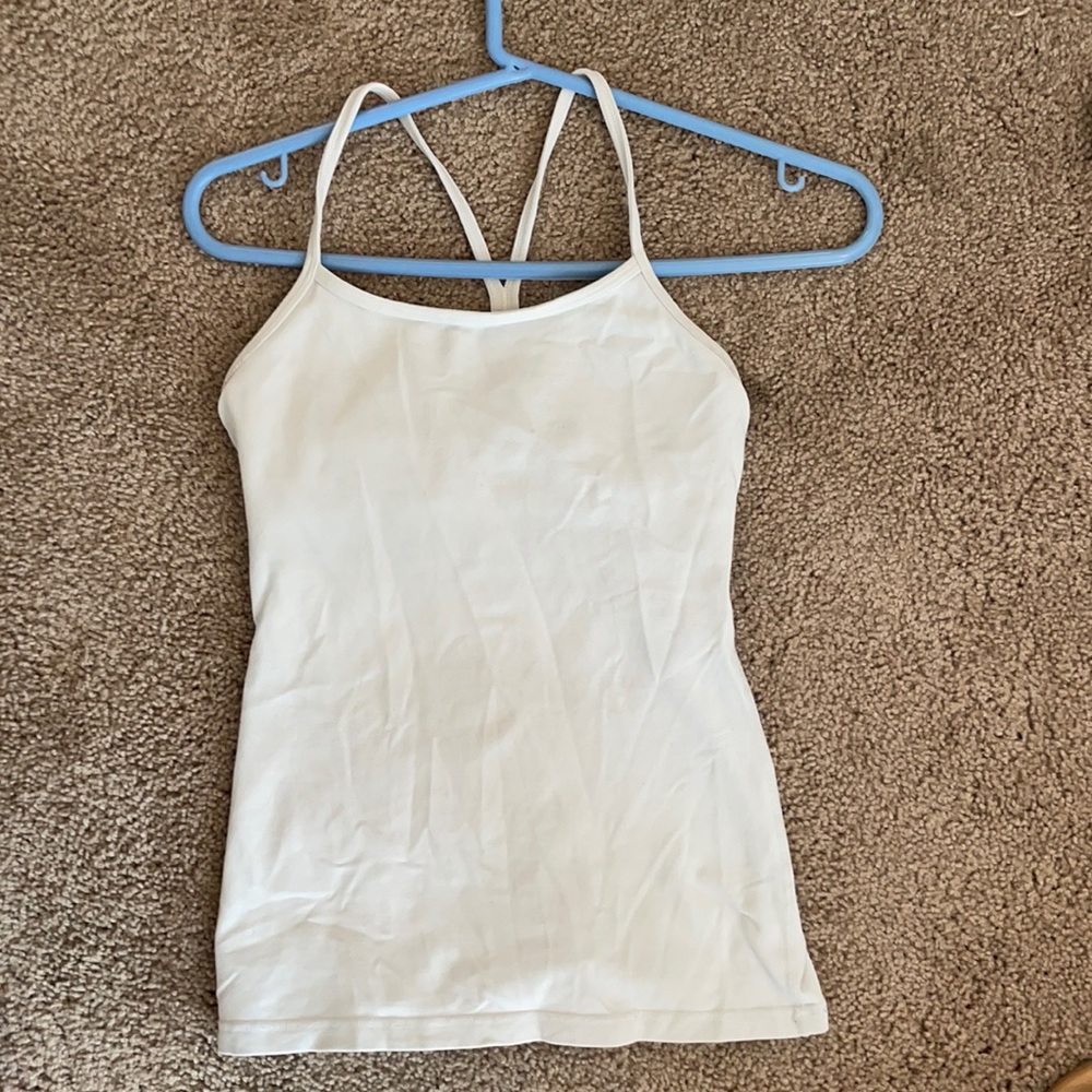 Lulu lemon power Y tank in white (size 4)